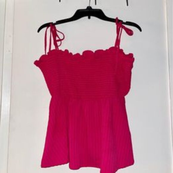 Pink Tie Shoulder Frill Trim Top, size 12 - Picture 2 of 7